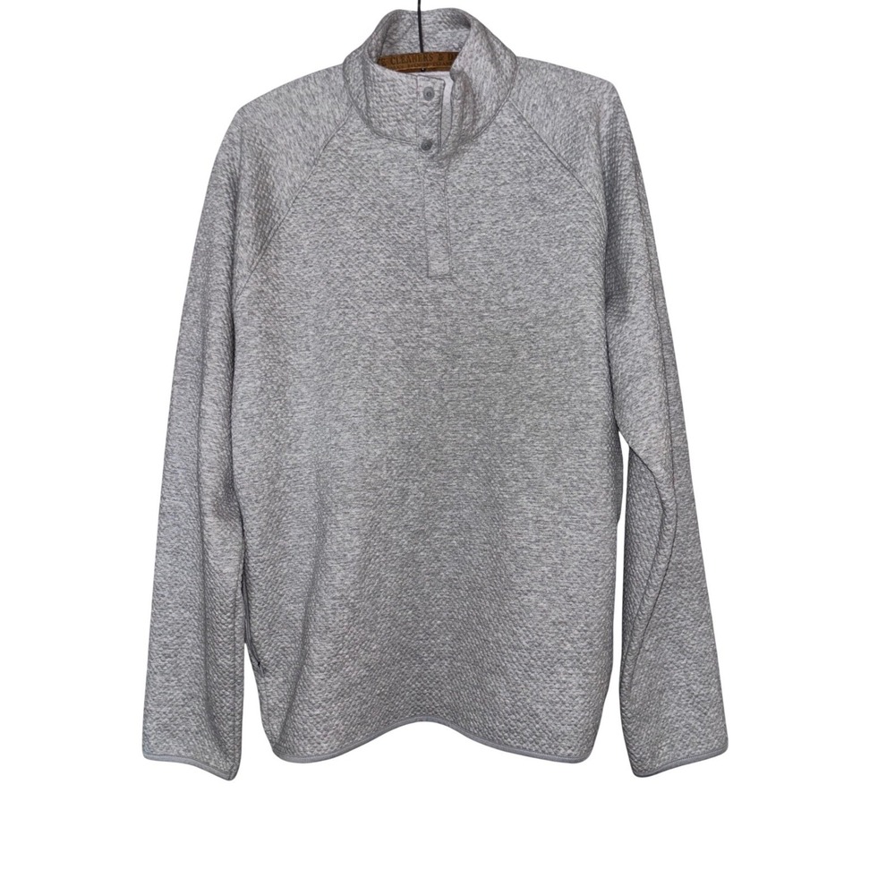 FLX Mens L Quilted Snap Neck Pullover Gray Mock Neck Sweatshirt Resort‎ Golf